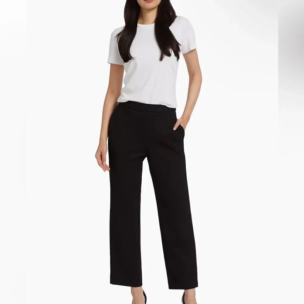 Theory NWT Pull On Straight Leg Pants in Black Size 8 MSRP $215